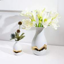 Anna New York Talianna Oro Bud Vase 24 K Gold and White Vase