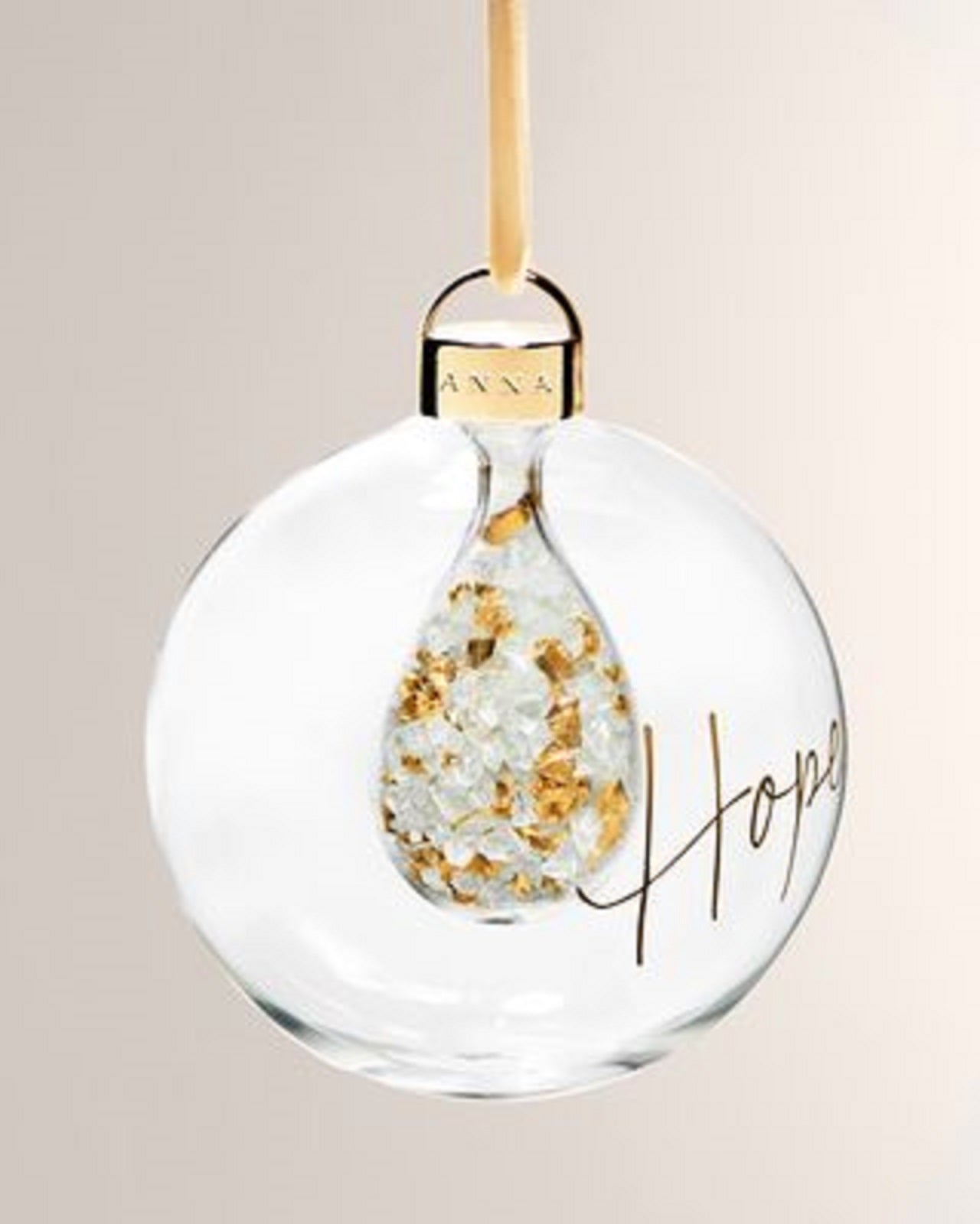 ANNA NEW YORK Holiday Hope Ornament Gold Crystal Glass Ball by ANNA New York