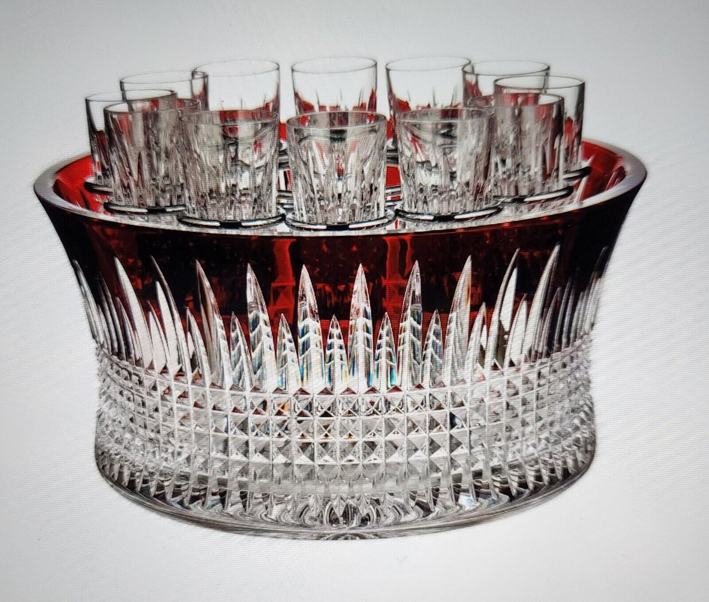 Waterford Lismore Diamond Red 10" Vodka Chiller Set by Waterford