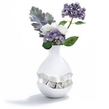 Anna Talianna Oro Silver and White Bud Vase