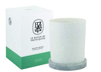 DIPTYQUE Plumage White Biscuit Candle Holder with Marble Candle Stand, Socle Marbre. Diptyque - Le Bazar Du Trente Quatre Photophore Plumage 34 Ceramic Candle Holder. Model # BZCHOLDWHIT