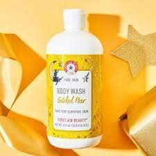 First Aid Beauty FAB Pure Skin Body Wash Gilded Pear Holiday Collection Deep Cleansing, Limited Edition 16 Fl oz,