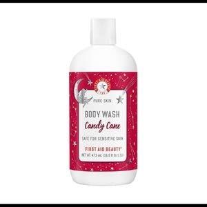 First Aid Beauty FAB Pure Skin Body Wash Candy Cane Holiday Collection Deep Cleansing, Limited Edition 16 Fl oz,