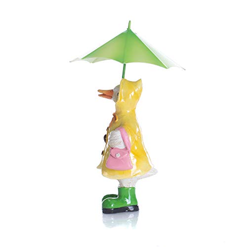 Delton Products Duck With Umbrella 4.3 Inches x 7.1" Inches Resin Collectible Figurines Multicolor