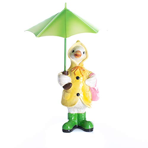 Delton Products Duck With Umbrella 4.3 Inches x 7.1" Inches Resin Collectible Figurines Multicolor