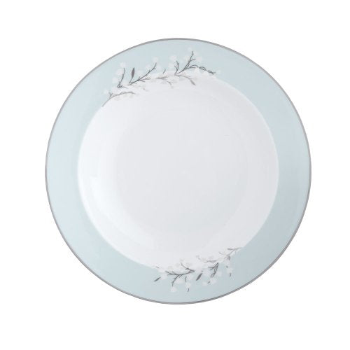 Monique Lhuillier Lily Of The Valley Blue Rim Soup 8" 8 Oz Fine Bone China