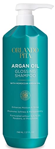 ORLANDO PITA Moroccan Argan Oil Glossing Shampoo, Moisturizing, Softening, & Shine-Enhancing for Smoother, More Manageable, & Overall Healthier Hair, 27 Fl Oz