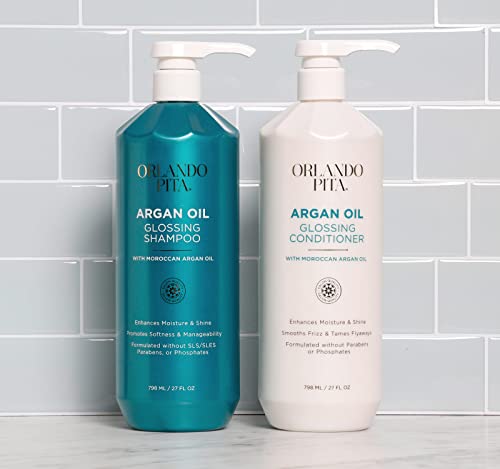 ORLANDO PITA Moroccan Argan Oil Glossing Shampoo, Moisturizing, Softening, & Shine-Enhancing for Smoother, More Manageable, & Overall Healthier Hair, 27 Fl Oz