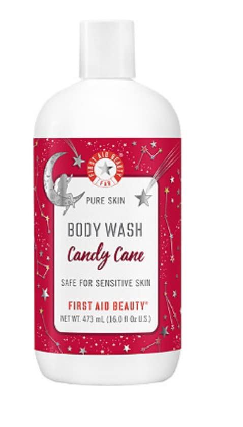 First Aid Beauty FAB Pure Skin Body Wash Candy Cane Holiday Collection Deep Cleansing, Limited Edition 16 Fl oz,