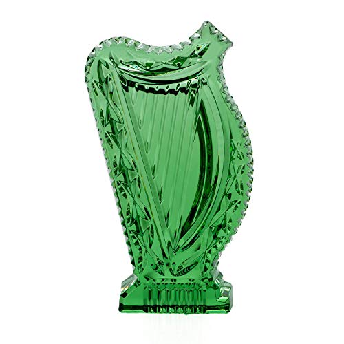 Waterford Crystal Green Harp, 5" Wedge Cut Sculpture Collectible, Gift