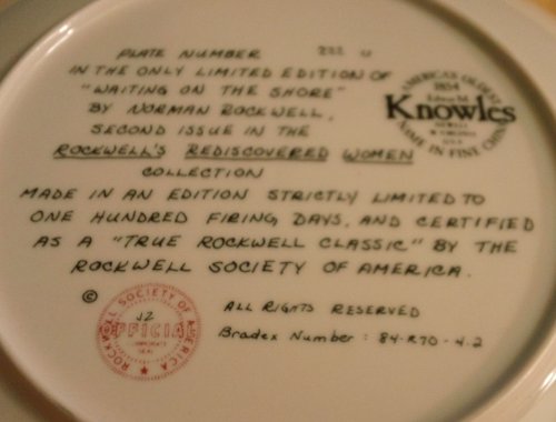 Norman Rockwell - Knowles Collector's Plate with Certificate of Authenticity and Original Box - "Waiting on the Shore"