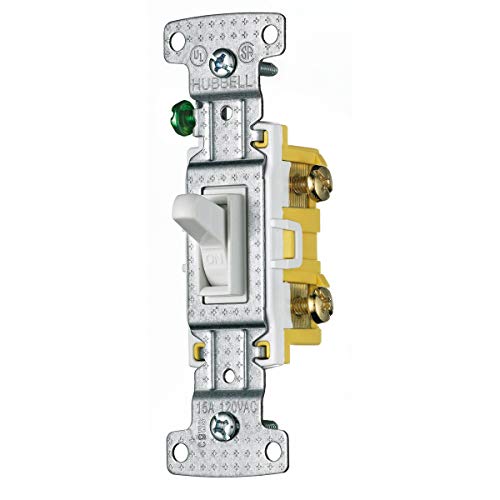 10, Case of Ten, Hubbell Wiring RS315ILW, 15 Amp 125-Volt 3-Way Illuminated Toggle Switch, White. Carton Quantity 10 EA