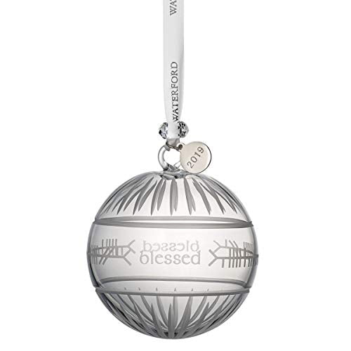 Waterford Crystal Ogham "Blessed" Ball Ornament 3.7"