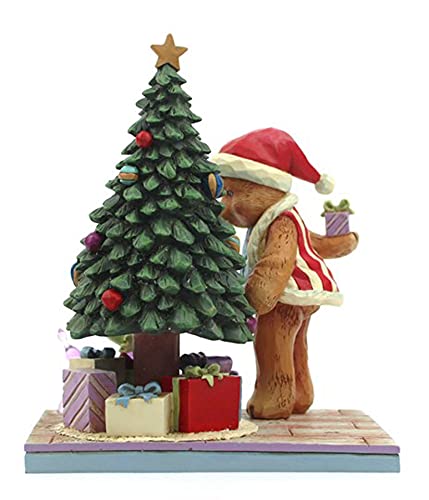 Enesco Jim Shore Button and Squeaky Hiding Present Christmas Tree Figurine, 5.7 Inch, Multicolor