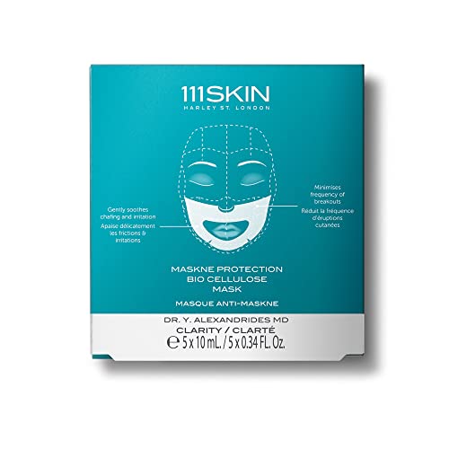 111SKIN Maskne Protection Bio Cellulose Mask | Calm & Strengthen Skin | Use With or After PPE Mask | Set of 5 (0.34 oz each)