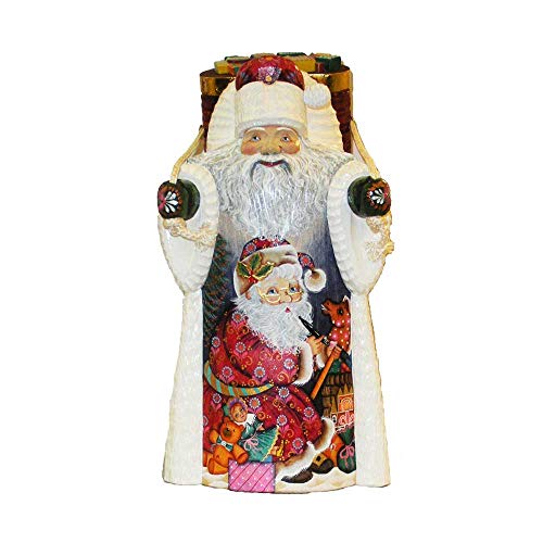 Kurt Adler Hand Carved Wooden Santa with Backpack Christmas Décor, STD, Multicolored