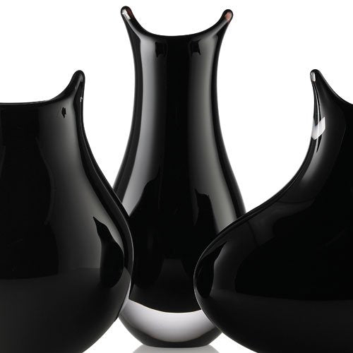 Rogaska Groovy Kind of Love 12" Black Vase