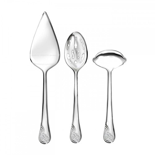 Monique Lhuillier Waterford Stainless Sunday Rose 3 Pc Serving Set