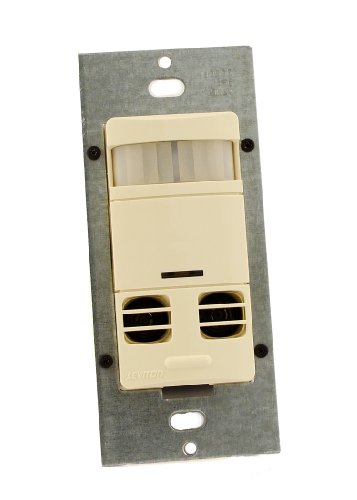 Leviton OSSMT-GDA Ultrasonic/Infrared, Multi-Technology Wall Switch Sensor, No Neutral, 2400 sq. ft. Major & 400 sq. ft. Minor Motion Coverage, Almond