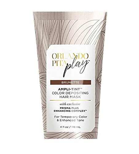 ORLANDO PITA PLAY Ampli-Tint Color Deposit Hair Mask, Temporary Hair Color Treatment that Revives Hair Color, Adds Shine, & Prevents Fading, Brunette, 4 Fl Oz.