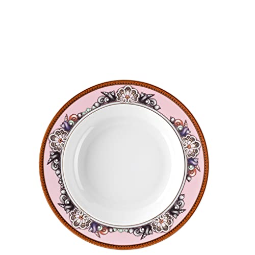 Rosenthal Versace Pink Rim Soup Plate, Etoiles de la Mer Versace Etoiles de la Mer Rim Soup Pink Plate 8 1/2 in