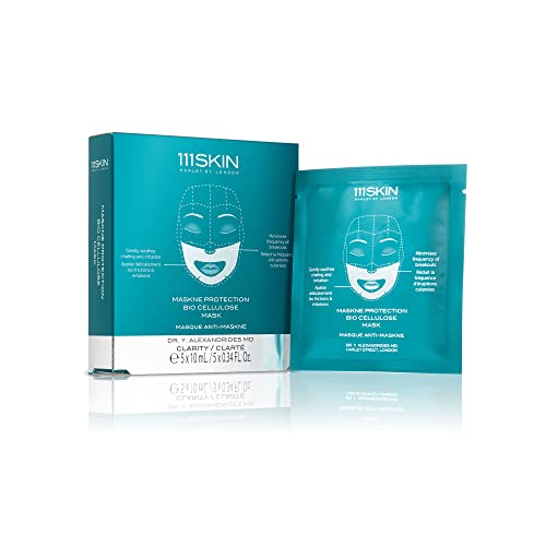 111SKIN Maskne Protection Bio Cellulose Mask | Calm & Strengthen Skin | Use With or After PPE Mask | Set of 5 (0.34 oz each)