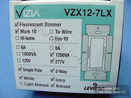 Leviton 000-VZX12-7LX Vizia Fluorescent Dimmer 1200VA-277VAC, White