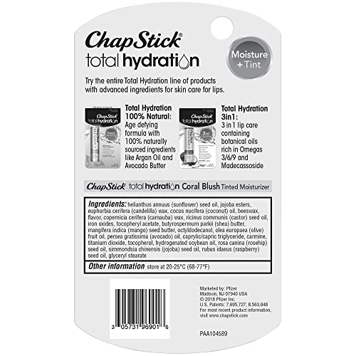 ChapStick Total Hydration Moisture + Tint Sunset Nude Tinted Lip Balm Tube, Tinted Moisturizer - 0.12 Oz