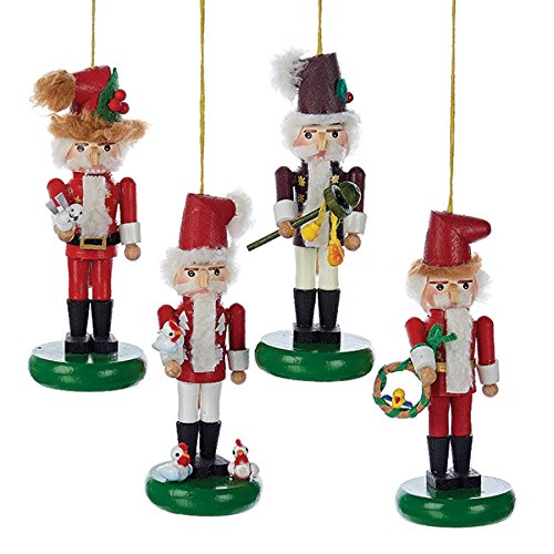 Kurt Adler Steinbach Wooden Twelve Days OF Christmas Nutcracker Ornament Set OF 4