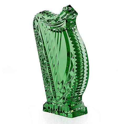 Waterford Crystal Green Harp, 5" Wedge Cut Sculpture Collectible, Gift