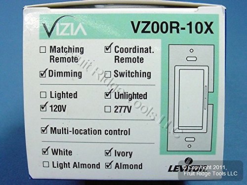 Leviton 010-VZ00R-10X Vizia 120 VAC Dimmer Remote to 120-Volt Dimmer Fan, White