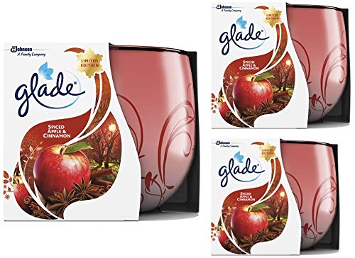 3x Glade Spiced Apple & Cinnamon Limited Edition Scented Candle 120g - 30 Hours