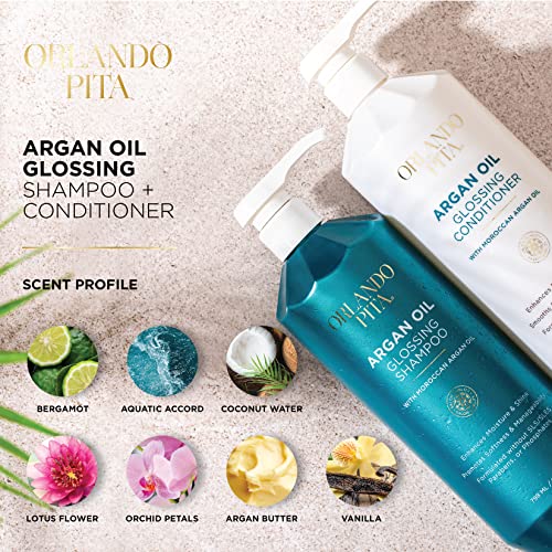 ORLANDO PITA Moroccan Argan Oil Glossing Shampoo, Moisturizing, Softening, & Shine-Enhancing for Smoother, More Manageable, & Overall Healthier Hair, 27 Fl Oz