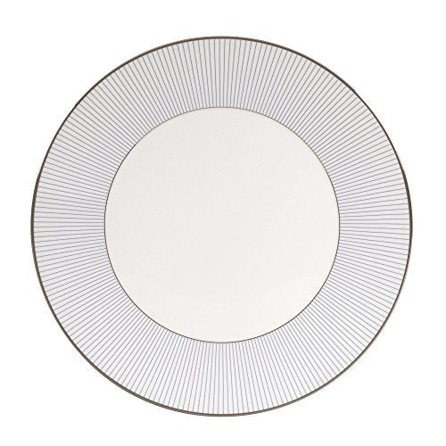 Jasper Conran Pin Stripe Dinner Plate, 11 Inches, White with Blue and Platinum