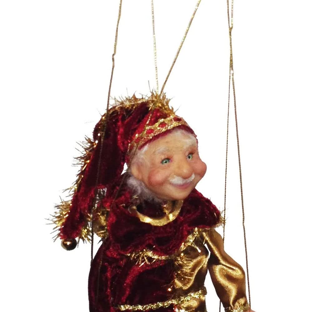 Jacqueline Kent 7 Inch Miniature Red and Gold Marionette Ornament - Dancer