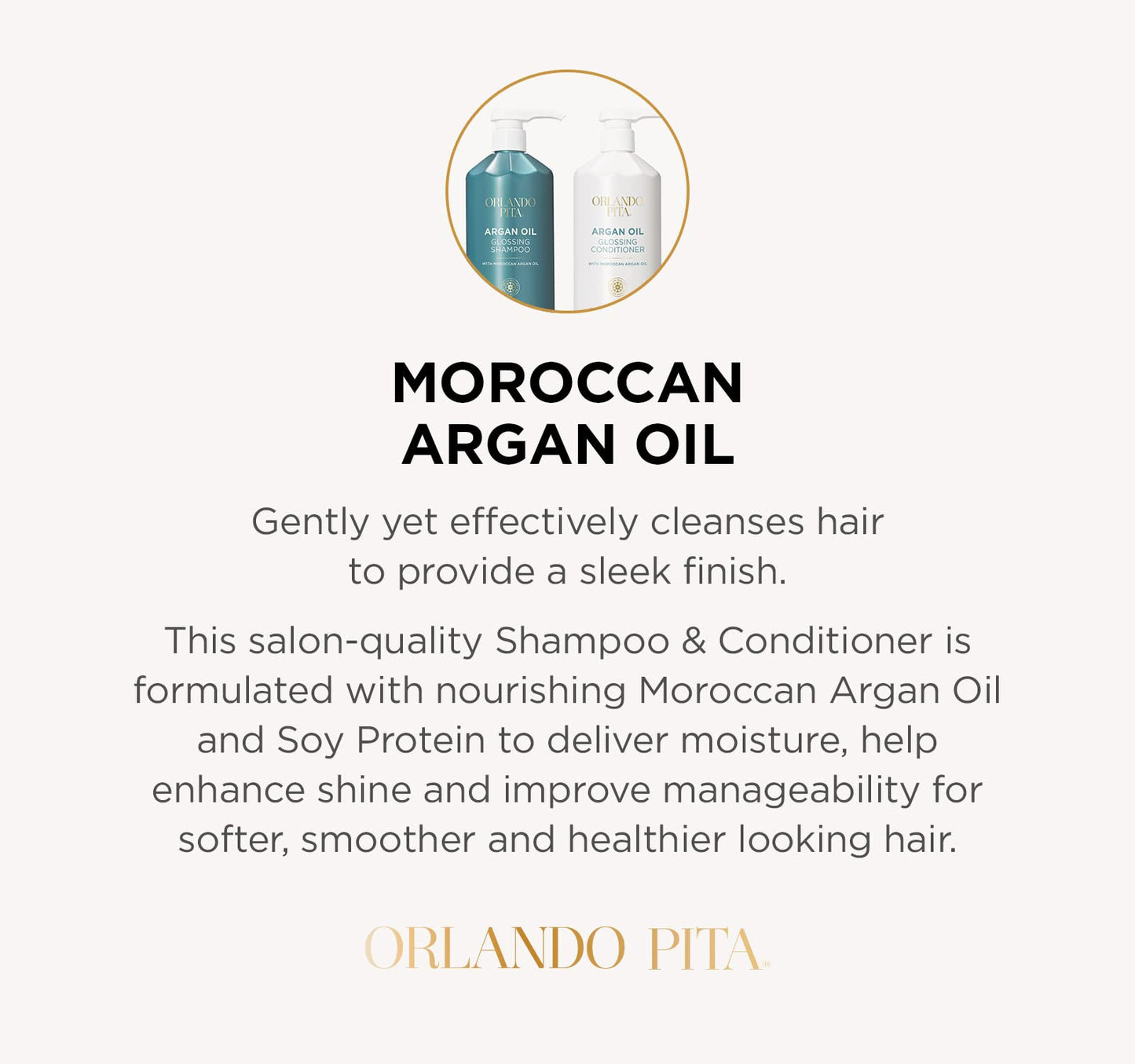 ORLANDO PITA Moroccan Argan Oil Glossing Conditioner, Moisturizing, Softening, & Shine-Enhancing for Smoother, More Manageable, & Overall Healthier Hair, 27 Fl Oz