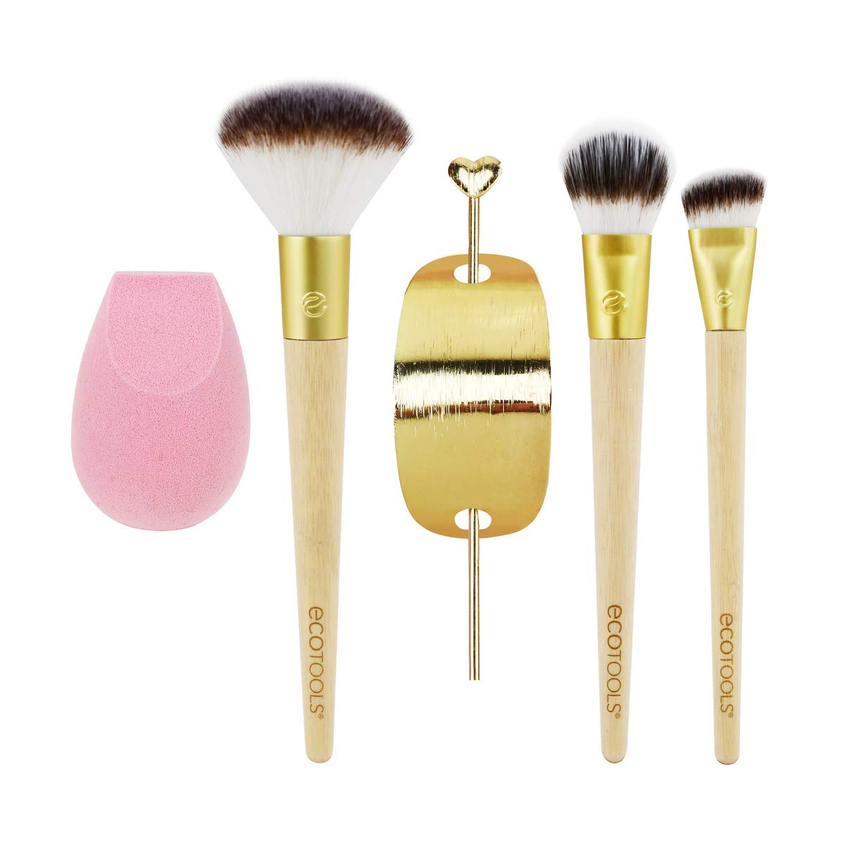 EcoTools Winter Shine Beauty Kit Brush Set, Gold Hair Pin Included