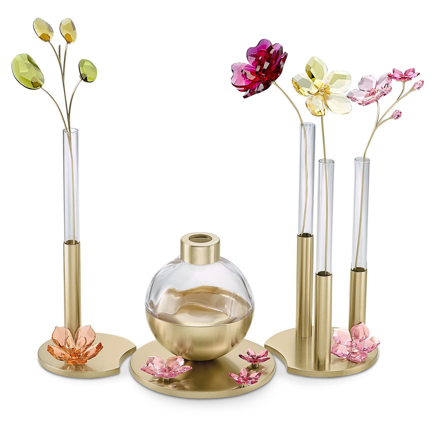 SWAROVSKI Garden Tales Collection, Crystals and Gold Tone-Finish Metal, Flowers, Magnet and Vases